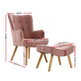 Load image into Gallery viewer, Artiss Armchair Lounge Chair Ottoman Accent Armchairs Sofa Fabric Chairs Pink
