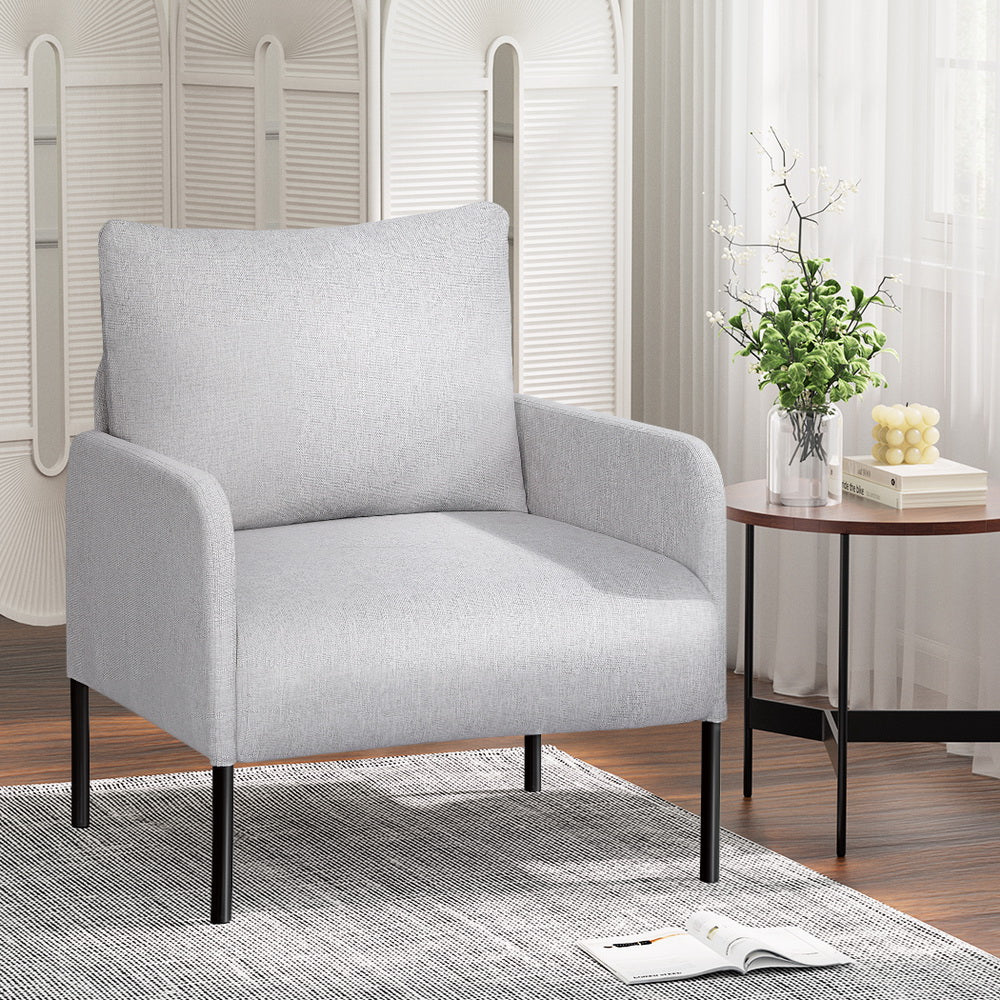 Artiss Armchair Lounge Chair Accent Chair Single Sofa Grey Linen Fabric