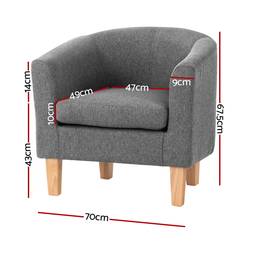 Armchair Lounge Accent Chair Upholstered Couch Sofa Bedroom Seater Grey