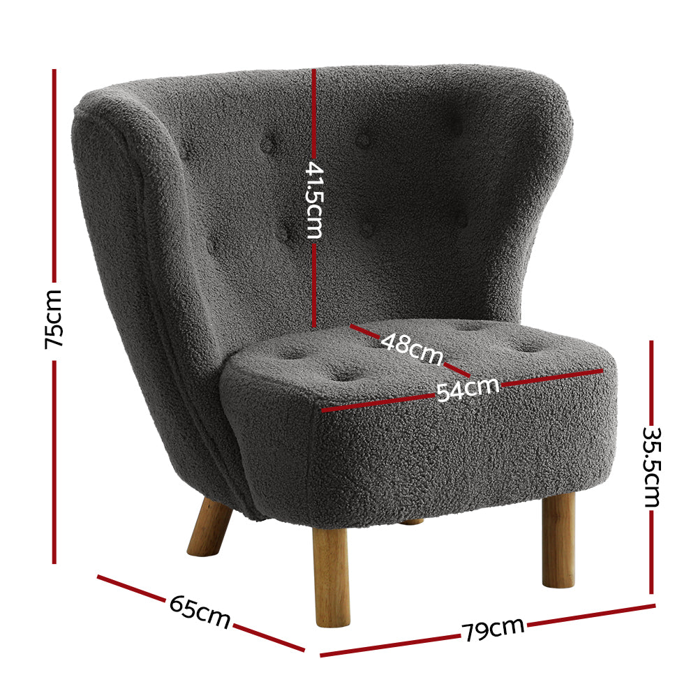 Armchair Lounge Accent Chair Upholstered Couch Sofa Bedroom Seater Charcoal