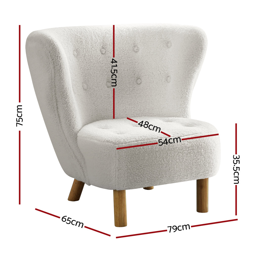 Armchair Lounge Accent Chair Upholstered Couch Sofa Bedroom Seater White
