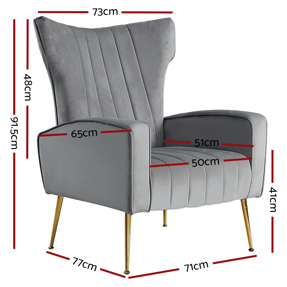 Armchair Lounge Accent Chair Upholstered Couch Sofa Bedroom Seater Grey Seat