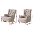 Load image into Gallery viewer, Artiss Rocking Armchair Feedining Chair Fabric Armchairs Lounge Recliner Beige
