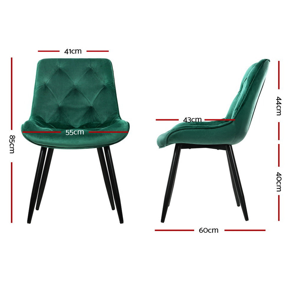 Artiss Dining Chairs Velvet Green Set of 2 Starlyn