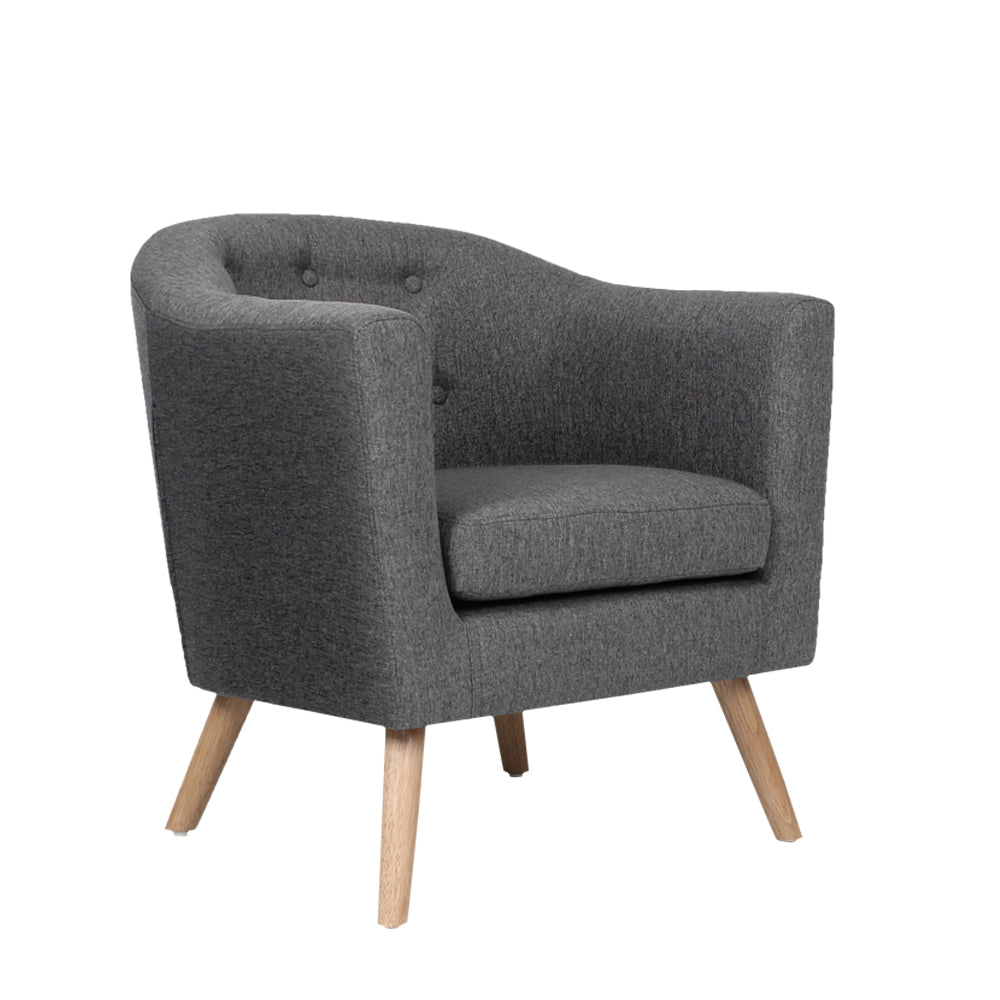 Armchair Tub Chair Single Accent Armchairs Sofa Lounge Fabric Grey