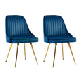 Load image into Gallery viewer, Artiss Set of 2 Dining Chairs Retro Chair Cafe Kitchen Modern Metal Legs Velvet Blue
