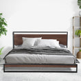 Load image into Gallery viewer, Milano Decor Azure Bed Frame With Headboard Black Wood Steel Platform Bed - Double - Black
