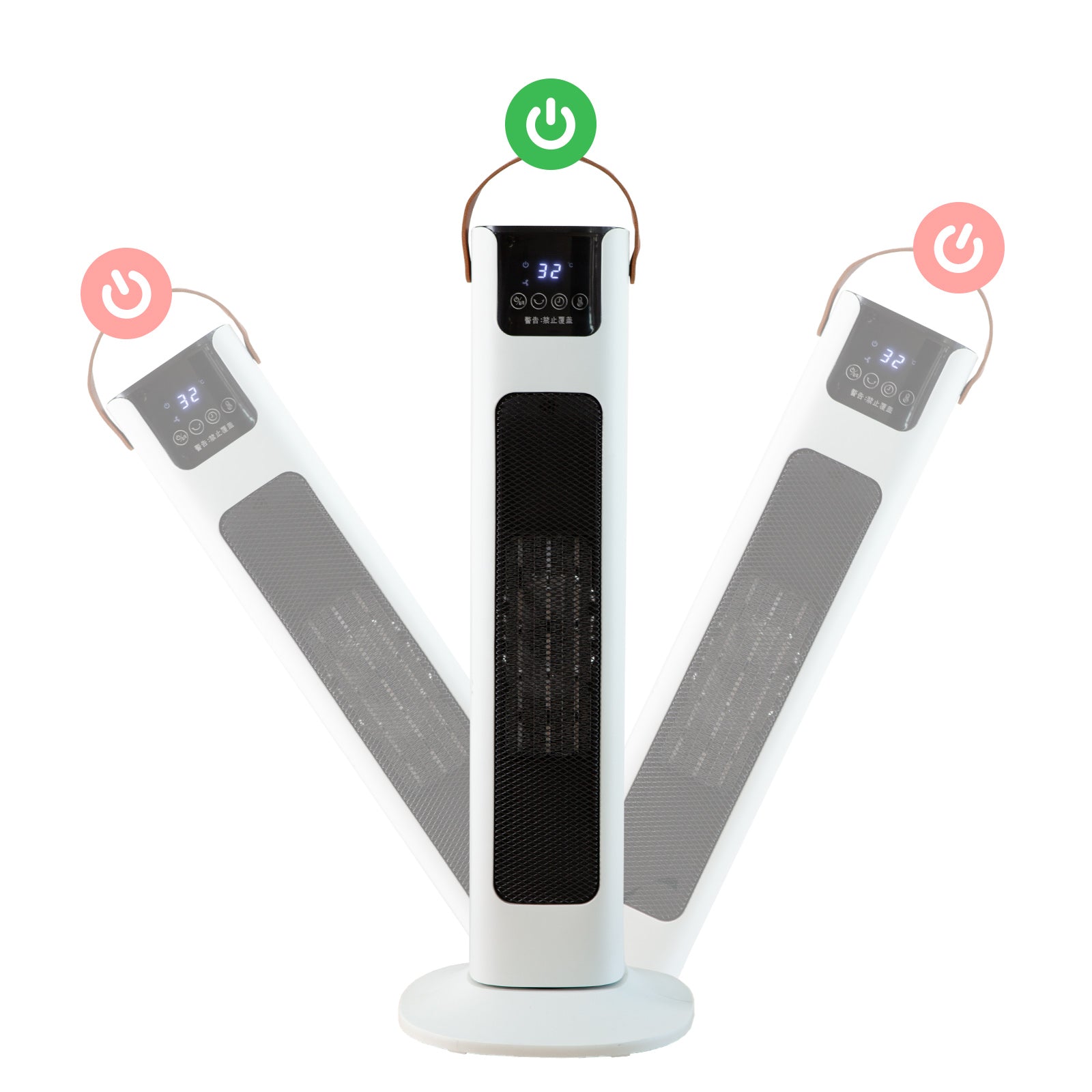 Electric Ceramic Tower Heater Remote Control Portable OVanting - White