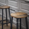 Load image into Gallery viewer, Set of 2 Bar Stools with Sturdy Steel Frame Rustic Brown and Black 65 cm Height
