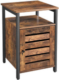 Load image into Gallery viewer, Bedside Table with 2 Adjustable Shelves Steel Frame 40 x 40 x 60 cm Rustic Brown and Black
