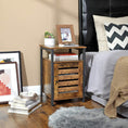 Load image into Gallery viewer, Bedside Table with 2 Adjustable Shelves Steel Frame 40 x 40 x 60 cm Rustic Brown and Black

