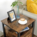 Load image into Gallery viewer, Bedside Table with 2 Adjustable Shelves Steel Frame 40 x 40 x 60 cm Rustic Brown and Black

