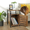 Load image into Gallery viewer, Bedside Table with 2 Adjustable Shelves Steel Frame 40 x 40 x 60 cm Rustic Brown and Black
