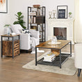 Load image into Gallery viewer, Bedside Table with 2 Adjustable Shelves Steel Frame 40 x 40 x 60 cm Rustic Brown and Black
