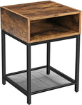 Load image into Gallery viewer, Side Table with Open Compartment and Mesh Shelf Rustic Brown and Black

