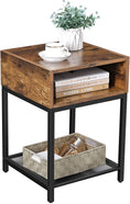 Load image into Gallery viewer, Side Table with Open Compartment and Mesh Shelf Rustic Brown and Black
