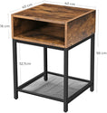 Load image into Gallery viewer, Side Table with Open Compartment and Mesh Shelf Rustic Brown and Black
