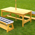 Load image into Gallery viewer, Outdoor Table & Bench Set with Cushions & Umbrella (Navy)
