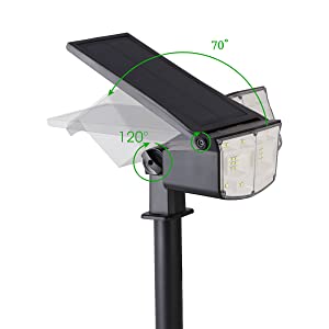 2 Pack 38 LEDs Solar Landscape Spotlights with 70&deg; Adjustable Panel and IP65 Waterproof (White)