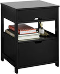Load image into Gallery viewer, Black Bedside Table with 2 Drawers
