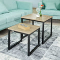 Load image into Gallery viewer, Set of 2 Modern Coffee Tables with Wood top panel and Steel framework
