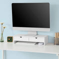Load image into Gallery viewer, White Monitor Stand Desk Organizer with 2 Drawers
