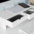 Load image into Gallery viewer, White Monitor Stand Desk Organizer with 2 Drawers

