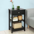 Load image into Gallery viewer, Black Bedside Table with 1 Drawer and 2 Shelves
