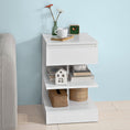 Load image into Gallery viewer, White Side Table Bedside Table with 1 Drawer and 3 Shelves
