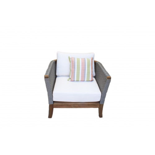 Armchair Indoor Outdoor Wicker Rattan Woven - Gray