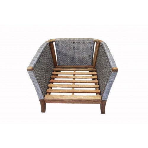 Armchair Indoor Outdoor Wicker Rattan Woven - Gray