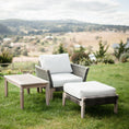 Load image into Gallery viewer, 3 piece set Indoor Outdoor Armchair Ottoman Coffee Table Wicker Rattan Woven - Brown
