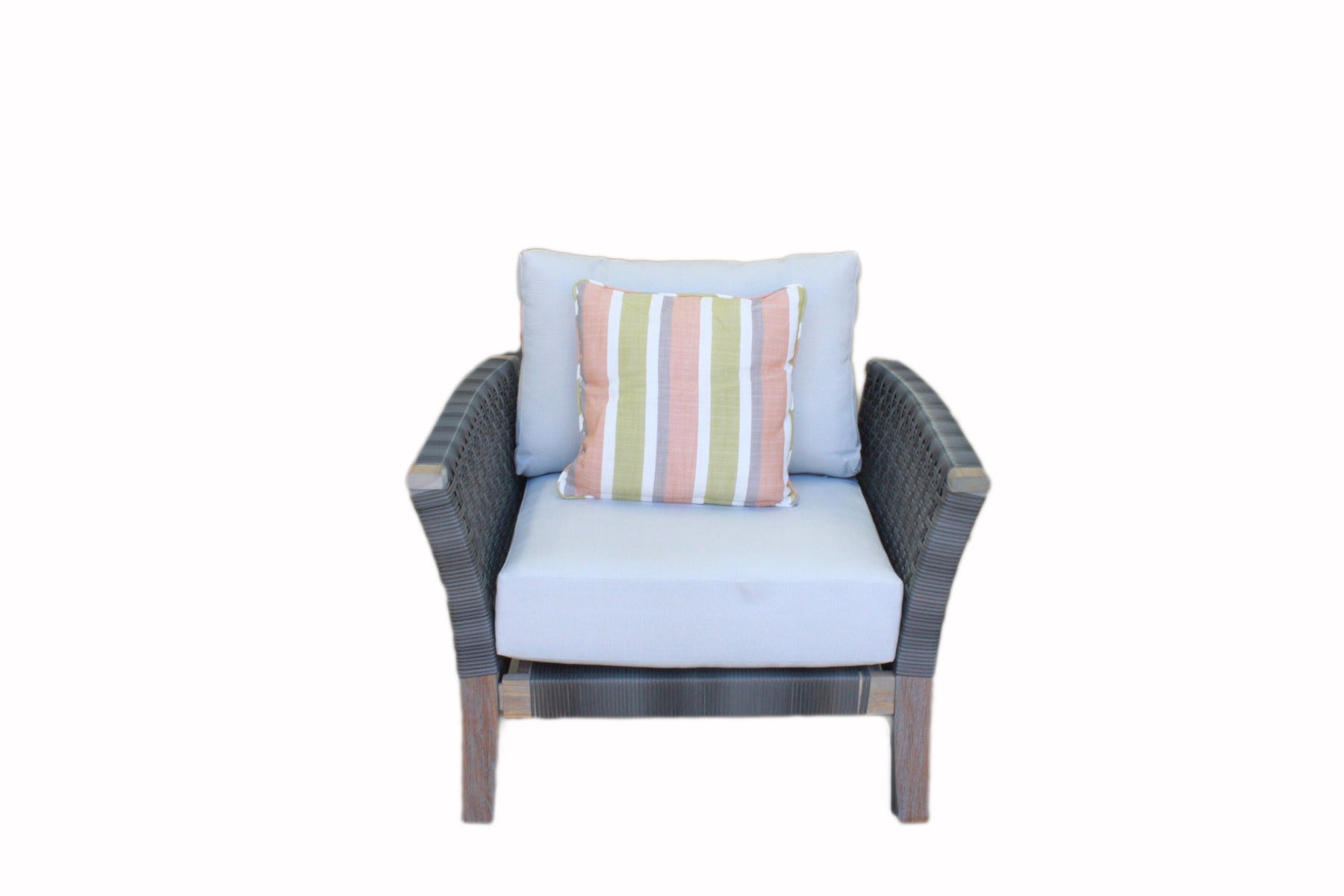 Armchair Indoor Outdoor Wicker Rattan Woven - Gray