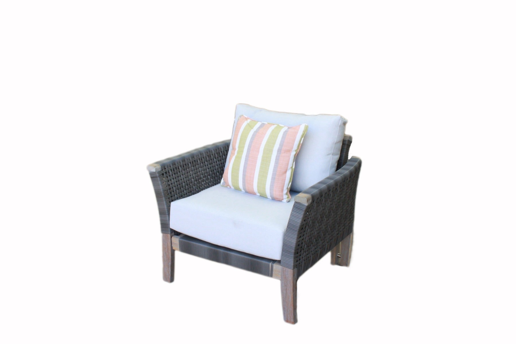 Armchair Indoor Outdoor Wicker Rattan Woven - Gray