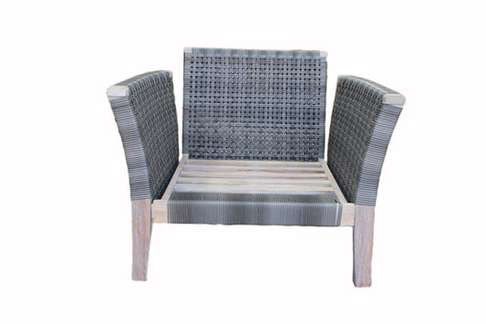 Armchair Indoor Outdoor Wicker Rattan Woven - Gray