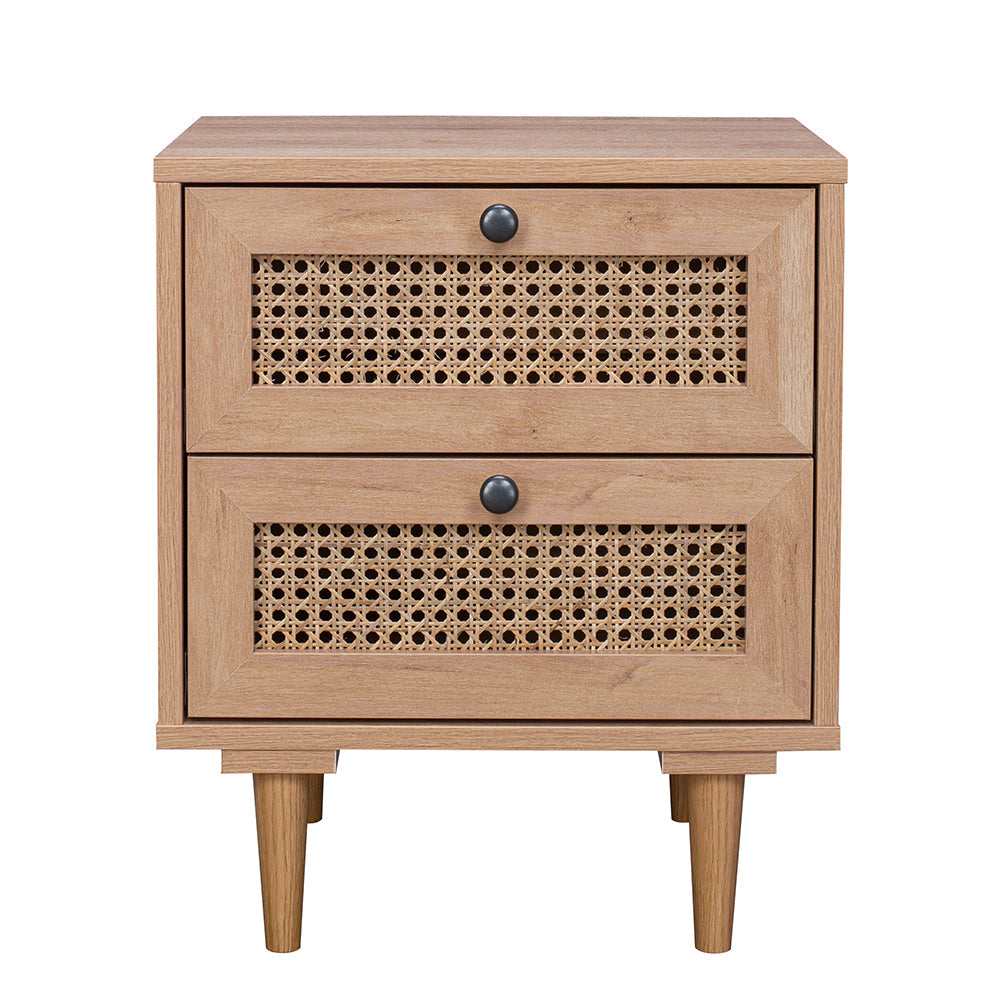 Delphi Rattan Bedside Table With 2 Drawers