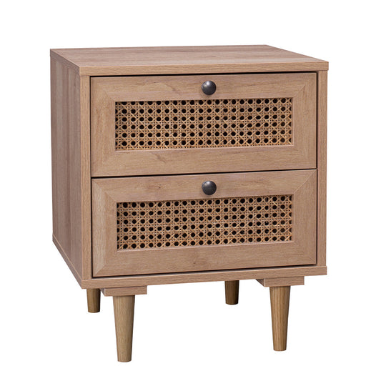 Delphi Rattan Bedside Table With 2 Drawers