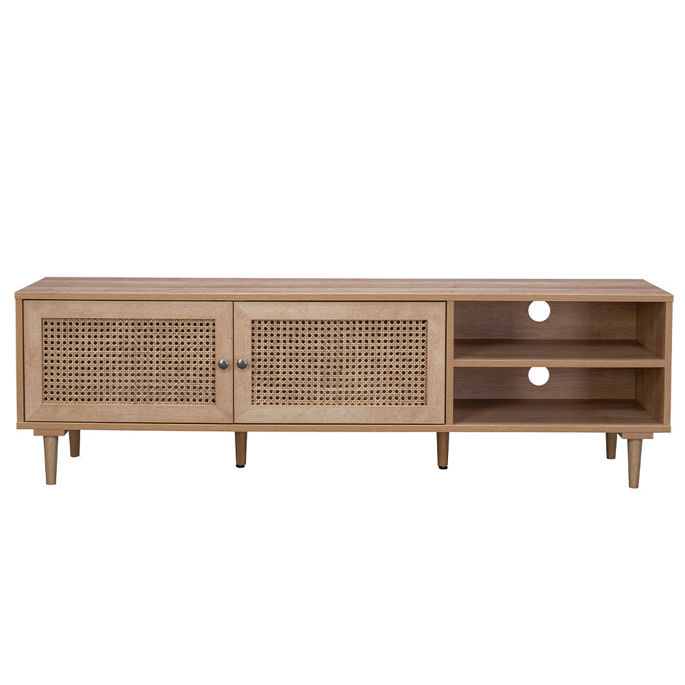 Delphi Rattan TV Stand Entertainment Unit With 2 Doors & Shelves