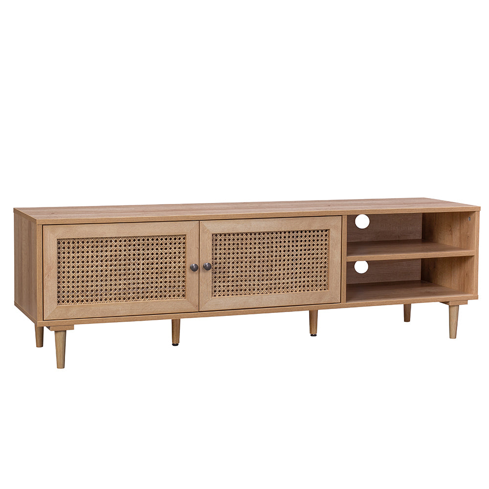 Delphi Rattan TV Stand Entertainment Unit With 2 Doors & Shelves