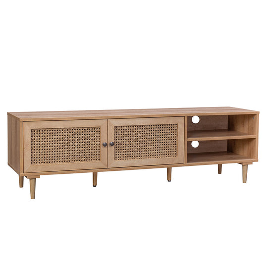 Delphi Rattan TV Stand Entertainment Unit With 2 Doors & Shelves