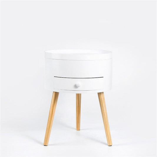 Audrey Round Side Table With Storage White