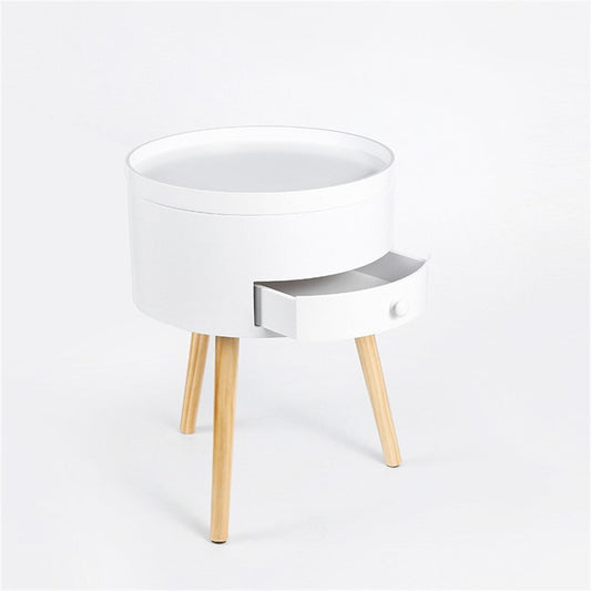 Audrey Round Side Table With Storage White