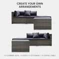 Load image into Gallery viewer, LONDON RATTAN 4 Piece 3 Seater Modular Outdoor Lounge Setting incl. Coffee Table, Ottoman, Grey
