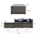 Load image into Gallery viewer, LONDON RATTAN 4 Piece 3 Seater Modular Outdoor Lounge Setting incl. Coffee Table, Ottoman, Grey
