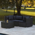 Load image into Gallery viewer, LONDON RATTAN 4 Piece 3 Seater Modular Outdoor Lounge Setting incl. Coffee Table, Grey
