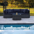 Load image into Gallery viewer, LONDON RATTAN 4 Piece 3 Seater Modular Outdoor Lounge Setting incl. Coffee Table, Grey
