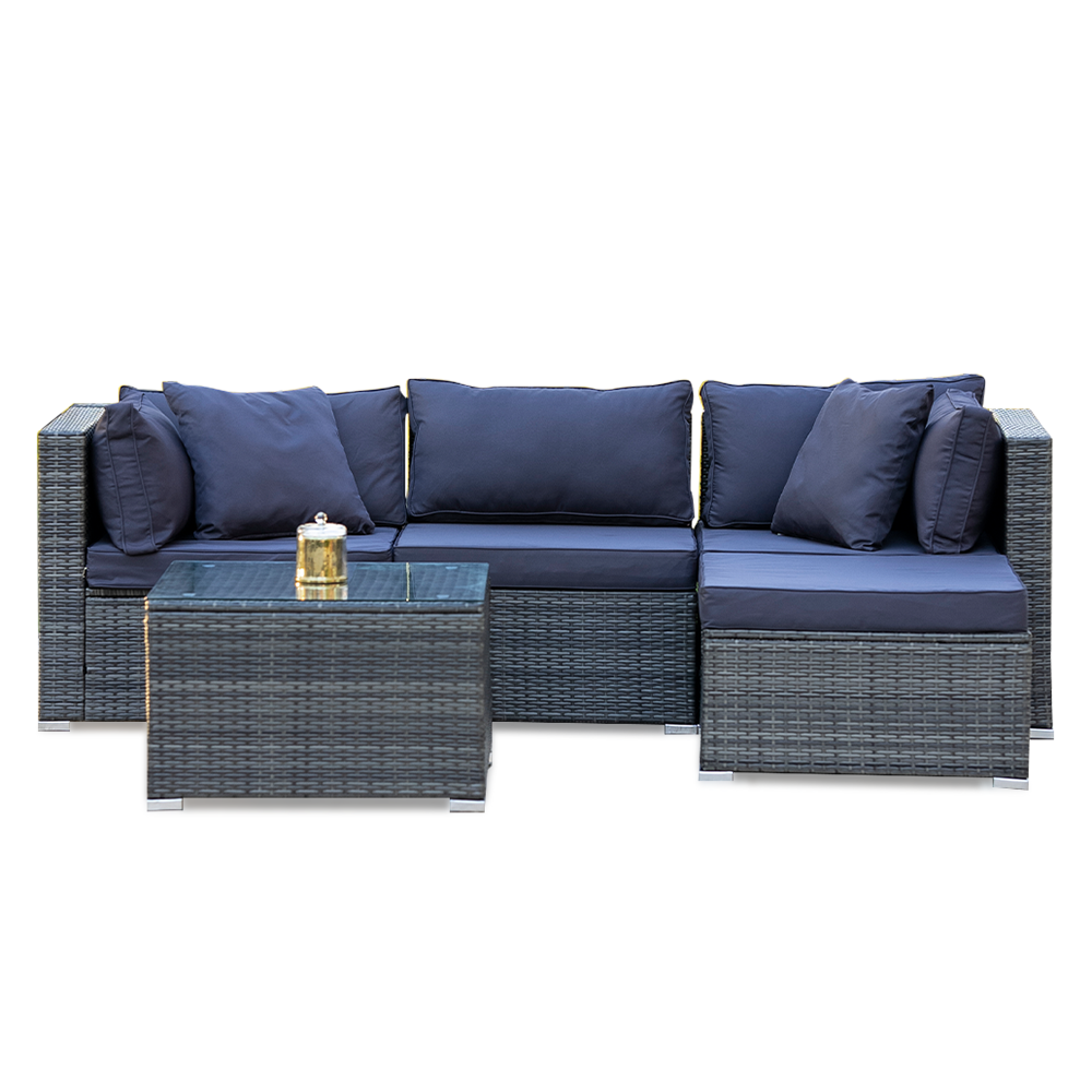 LONDON RATTAN 4 Seater Modular Outdoor Lounge Setting with Coffee Tabl ...