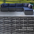Load image into Gallery viewer, LONDON RATTAN 6 Seater Modular Outdoor Lounge Setting with Ottoman, Grey
