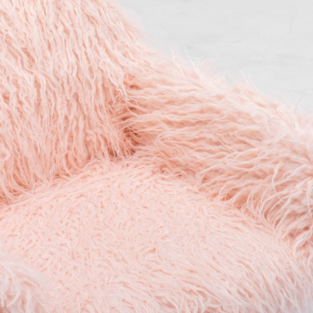 Fluffy Office Chair Faux Fur Modern Swivel Desk Chair-Pink