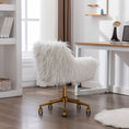 Load image into Gallery viewer, Fluffy Office Chair Faux Fur Modern Swivel Desk Chair-White

